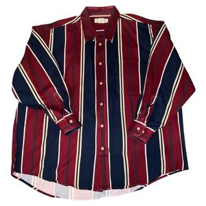 Natural. Issue Vintage Western Long Sleeve Striped Shirt - Red and Blue XXL